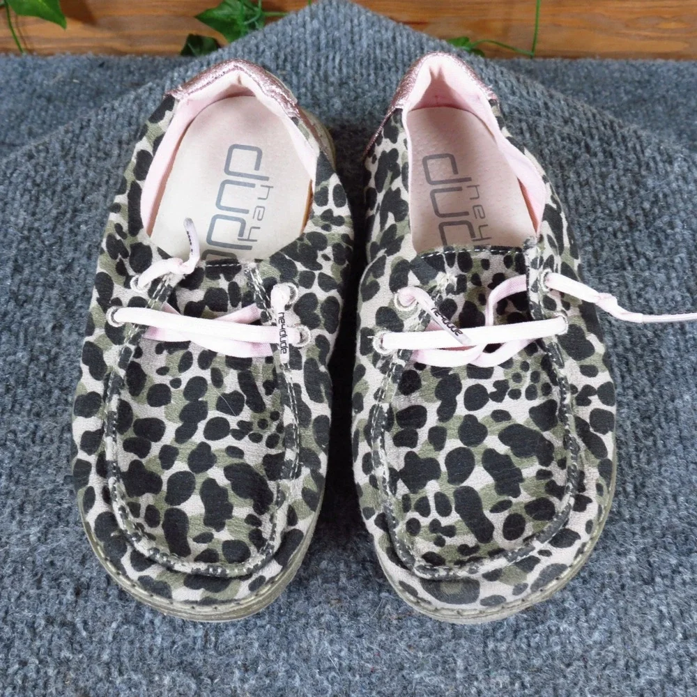 Hey Dude Wendy Youth Girls Loafer‎ Shoes Size 11 Leo Nut Leopard Pink Metallic